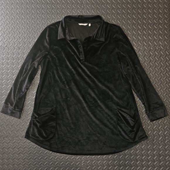 Soft Surroundings Black Velour Tunic Top Long Sleeve  2X - Picture 1 of 15